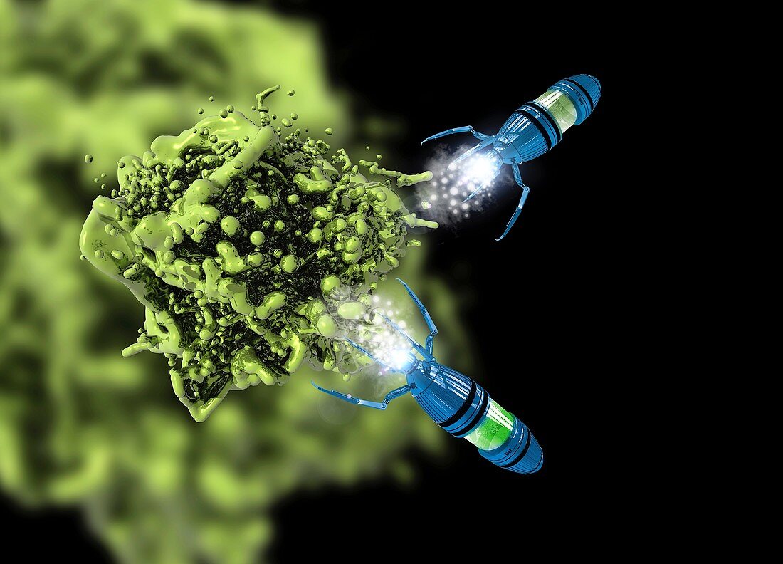 Nanobots attacking growth, illustration