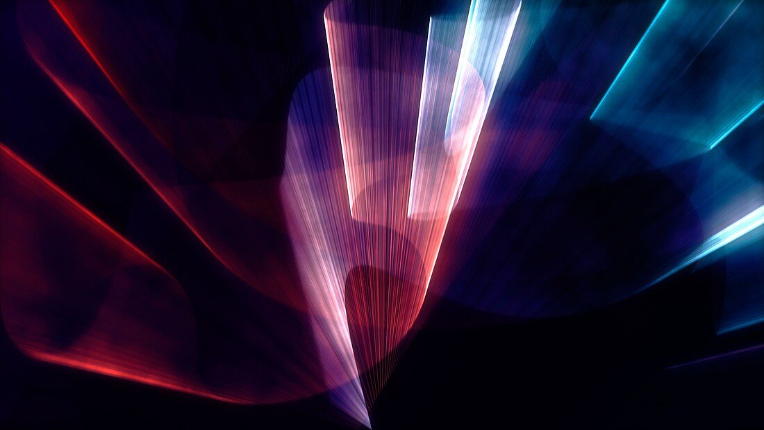 Beams of coloured light, illustration