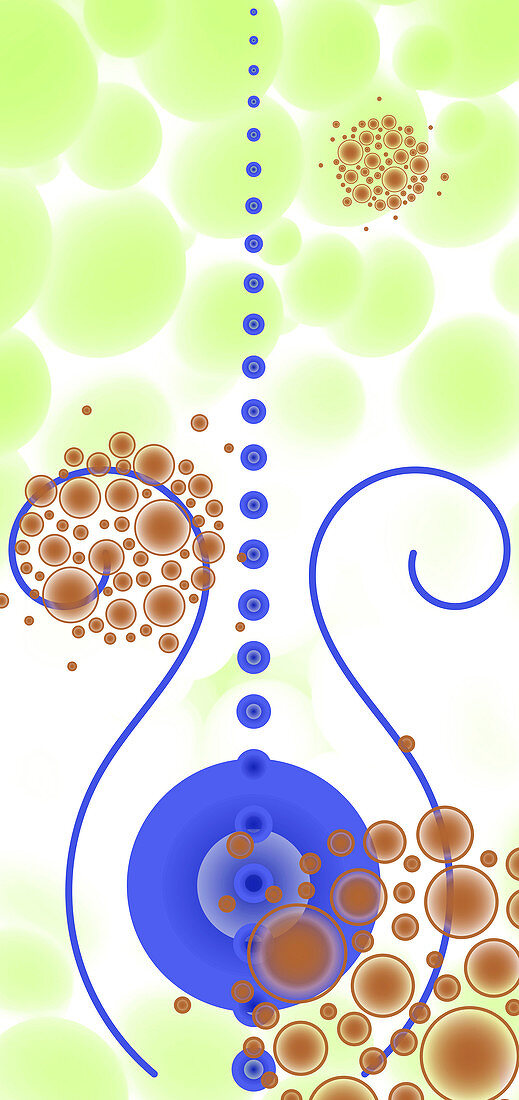 Atomic fountain, abstract illustration
