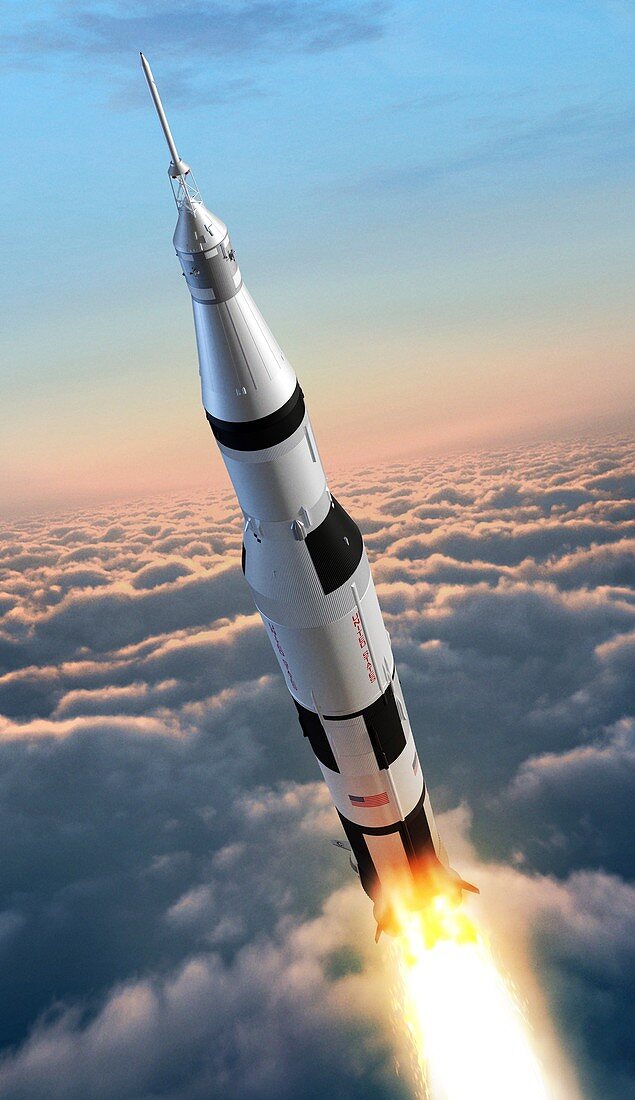 Saturn 5 rocket during launch, illustration