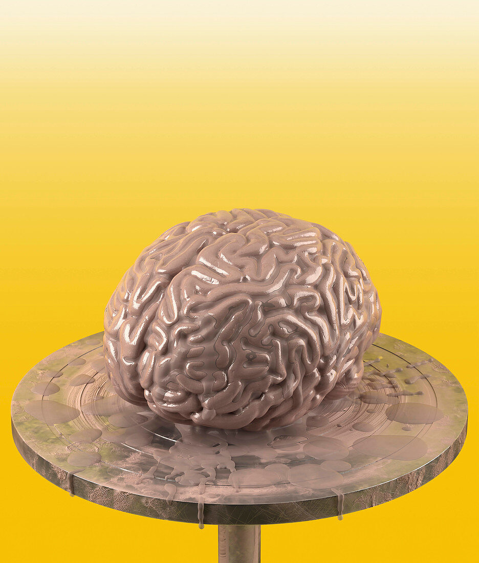 Clay brain on potter's wheel,composite image