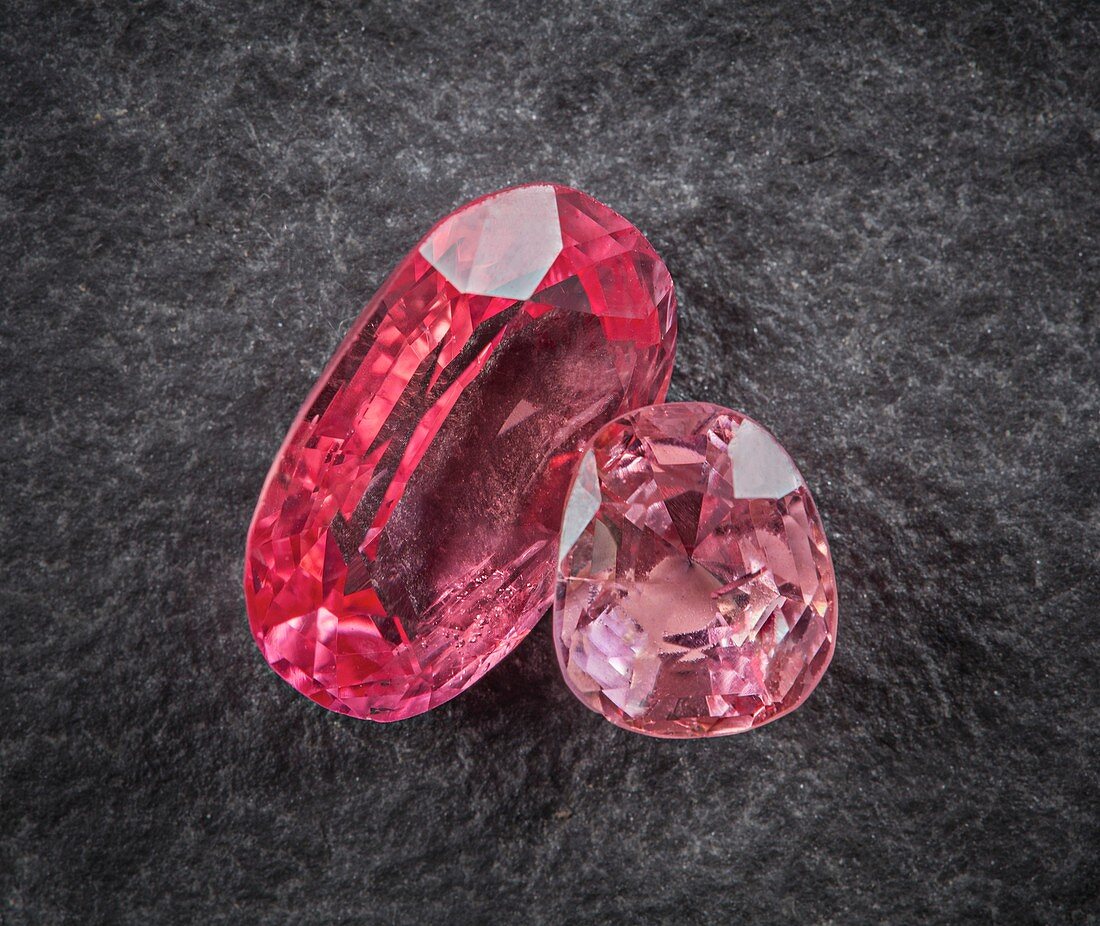Pink ruby gemstones