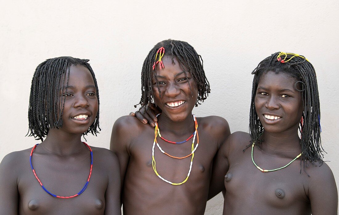 Teenage children of the Zemba tribe