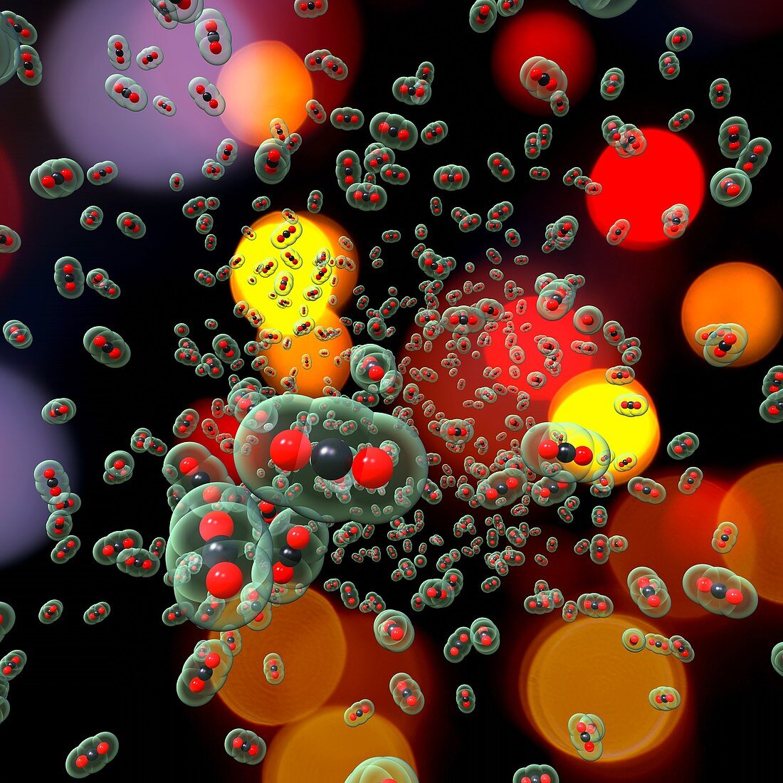 Carbon dioxide molecules,illustration