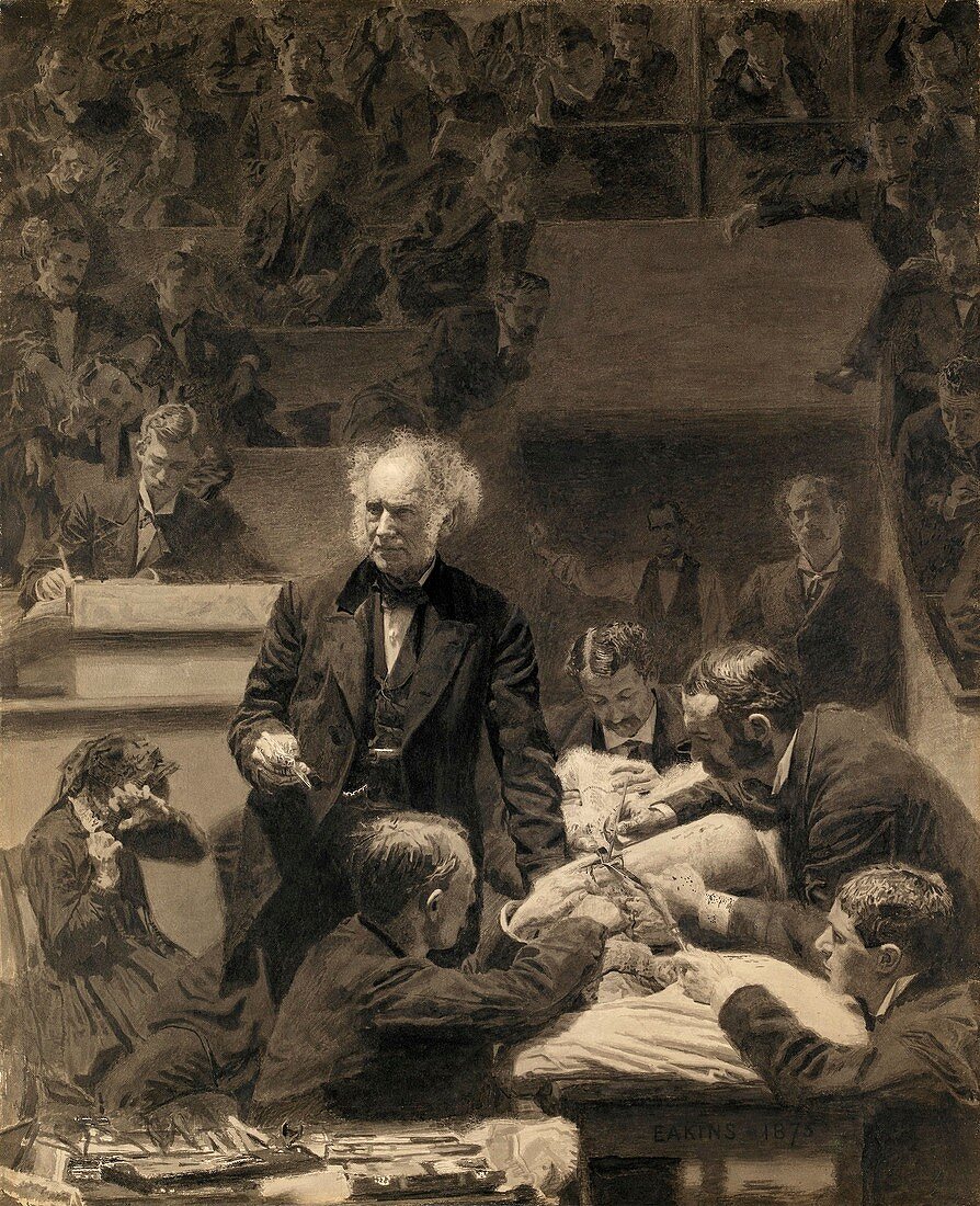 Anatomy lecture and dissection,19th century