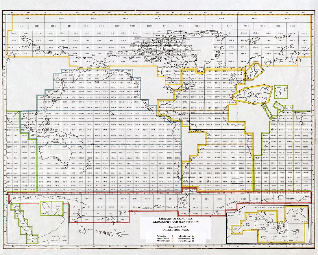 Ocean floor world map index,20th century