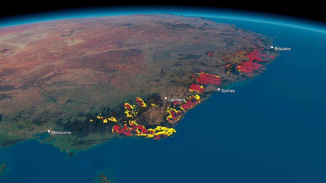Eastern Australia bushfires,satellite map