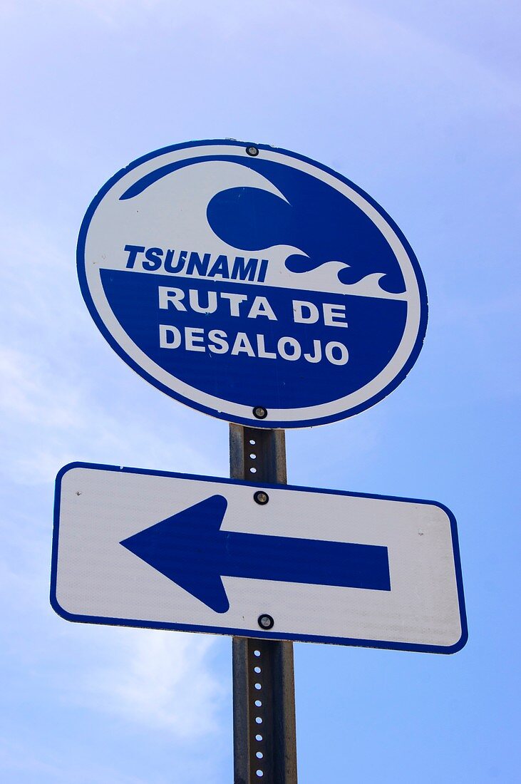 Tsunami warning sign in Puerto Rico