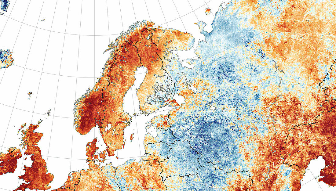 2018 European heatwave,temperature anomaly map