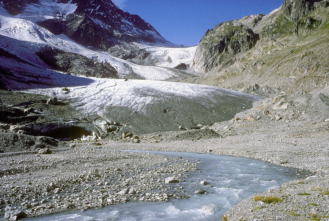 Recession of small glacier
