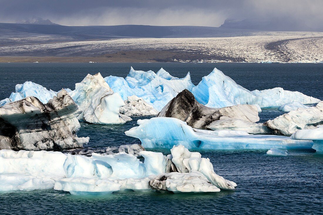 Icebergs in Icelandic glacier lagoon