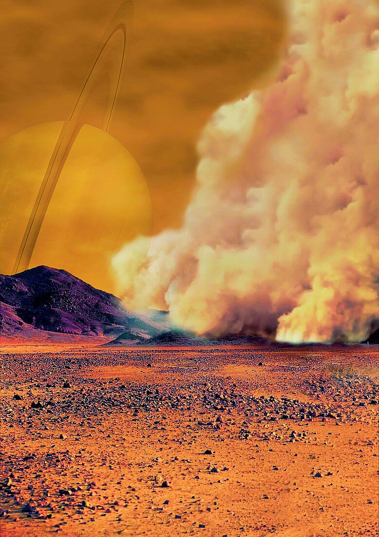 Dust storm on Titan,illustration