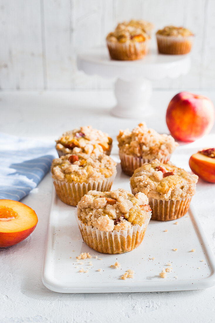 Peach and streusel muffins