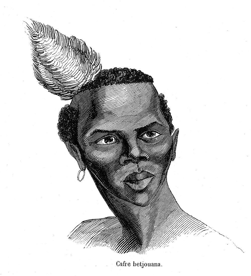 Tswana man,19th Century illustration