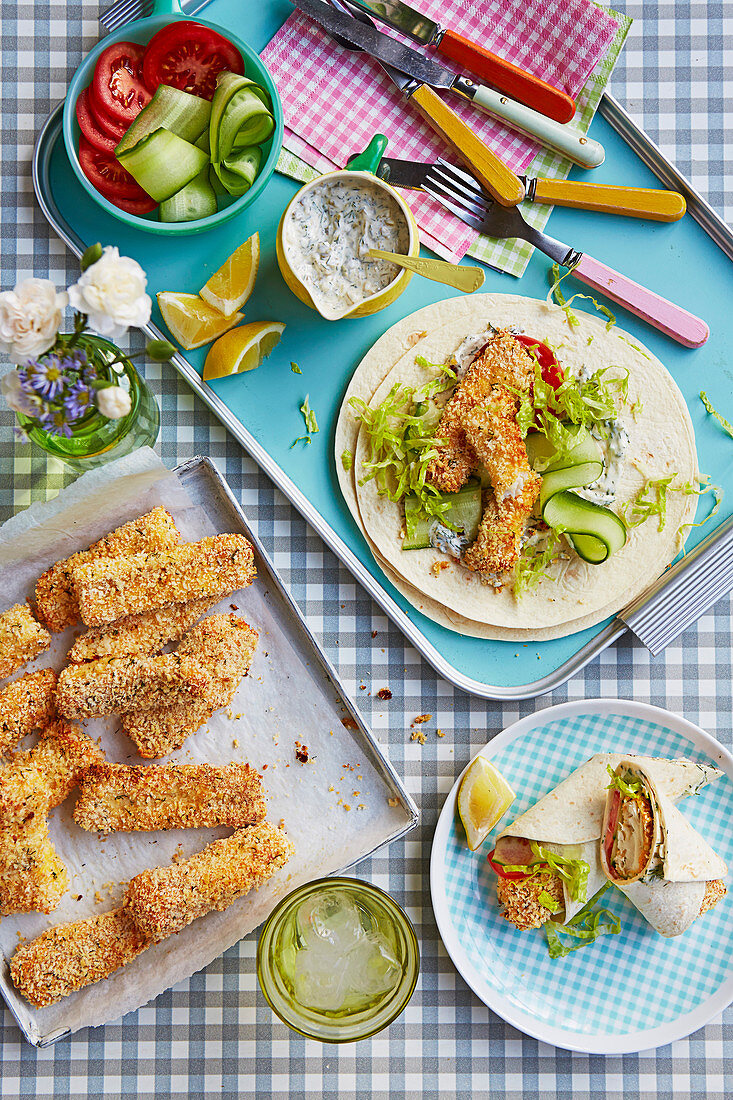 Fish finger wraps with cheat's tartare sauce