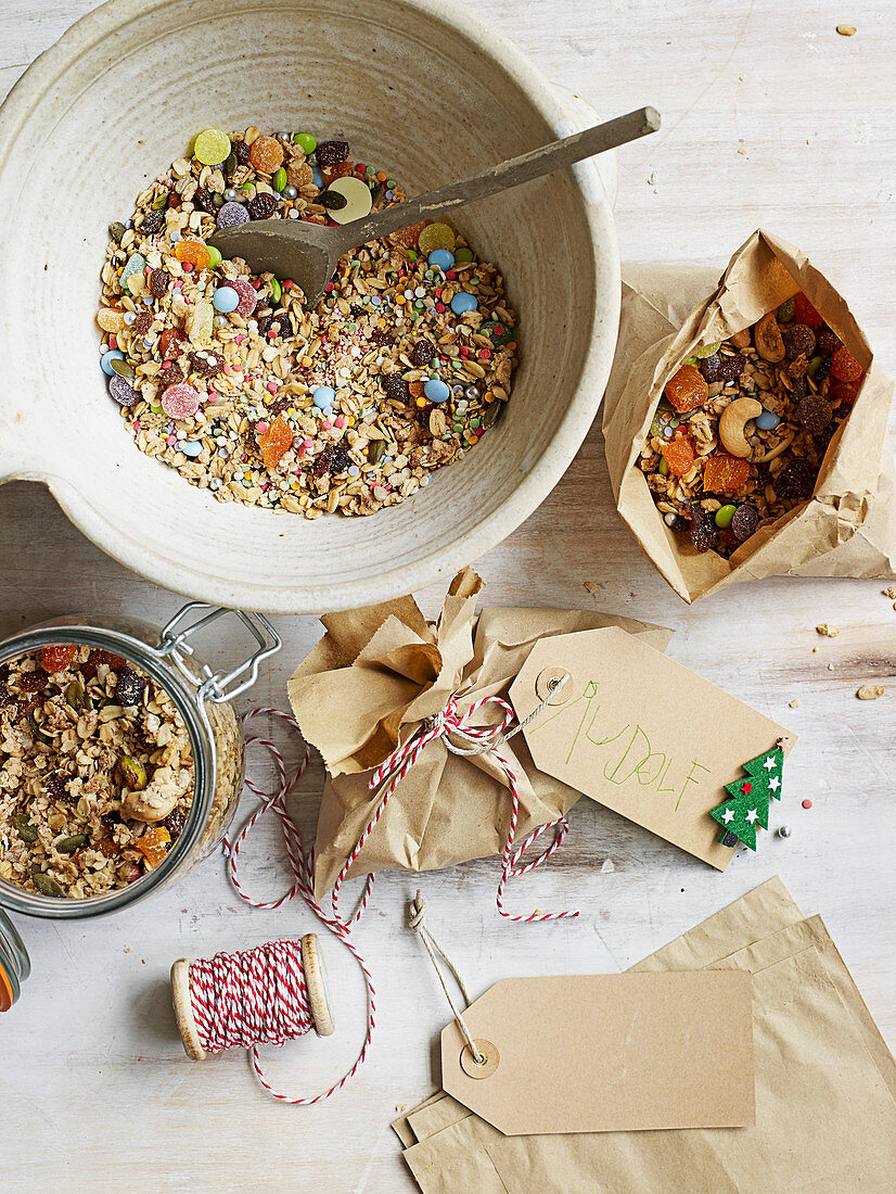 'Reindeer food' with seeds, oats and sweets