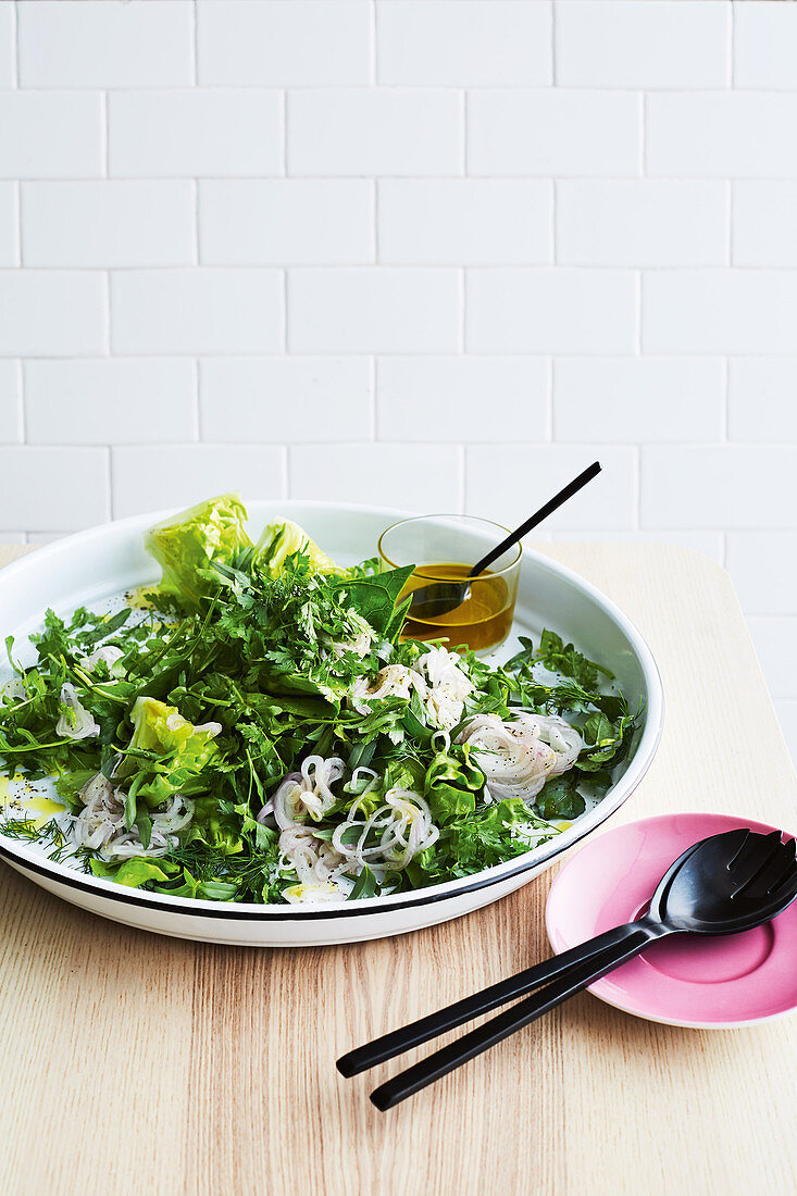 Ultimate green salad with eschalot dressing