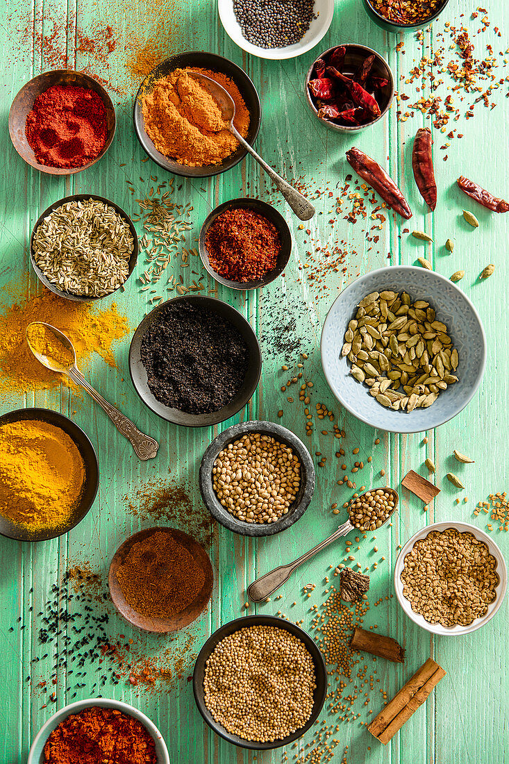 Indian spices, view from above