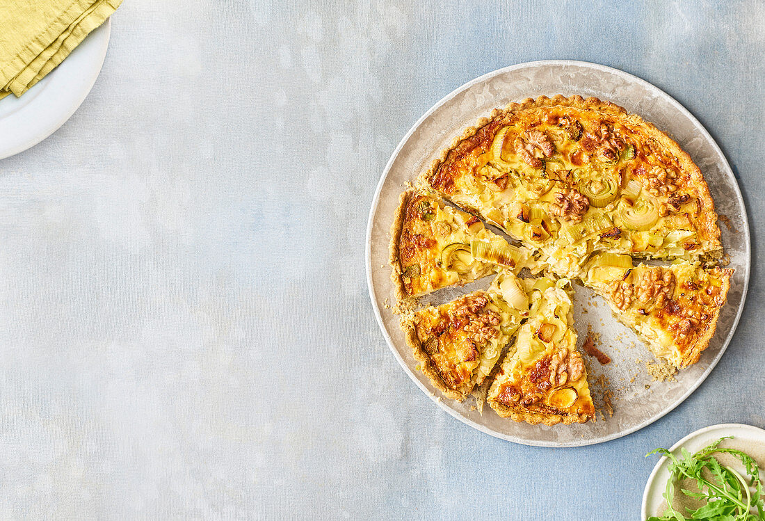 Sprout, Comté and Walnut Tart