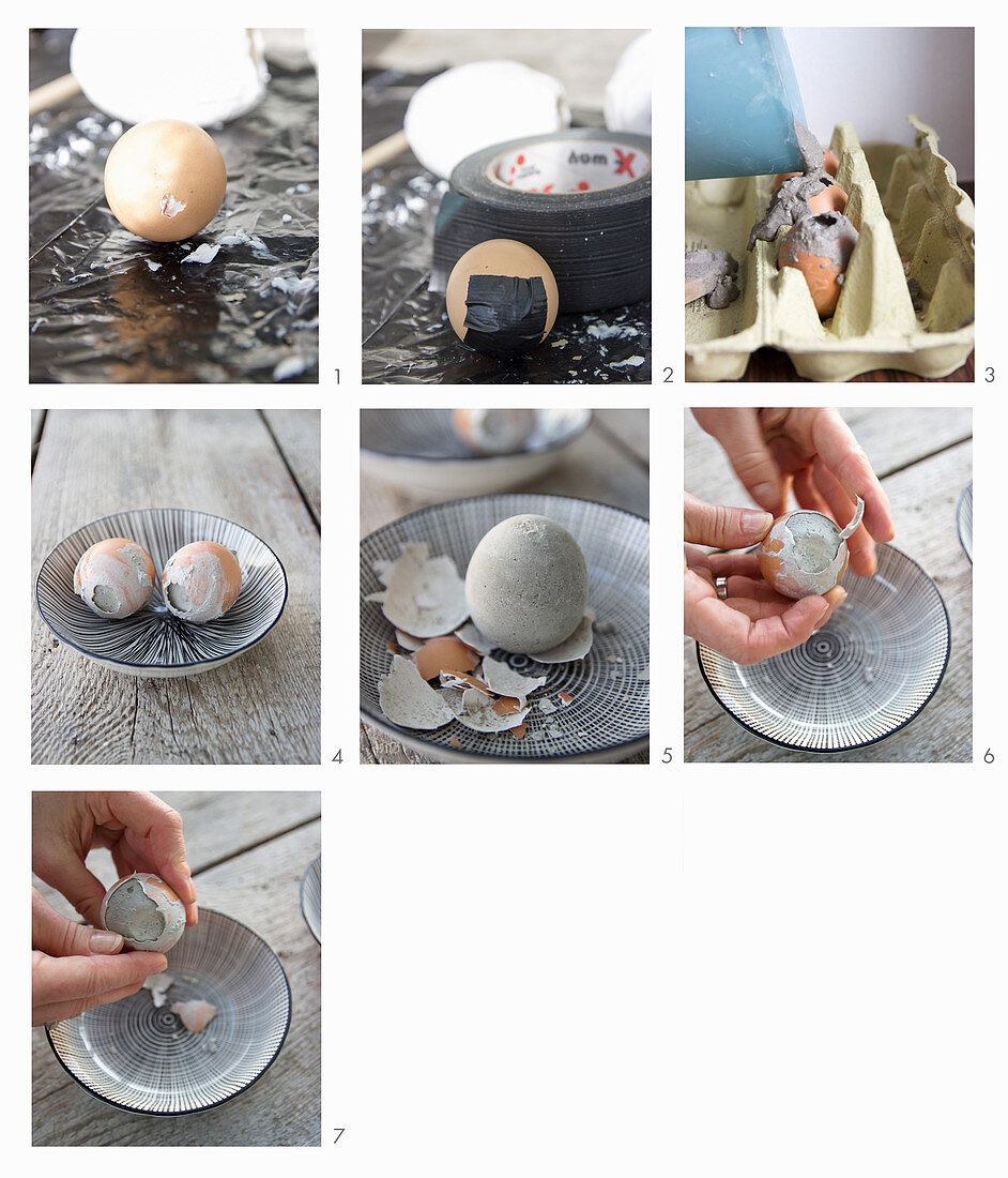 Instructions for making concrete Easter eggs
