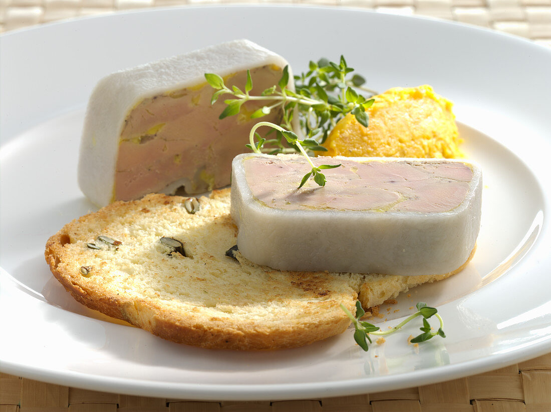 Goose liver terrine with pumpkin and apple chutney