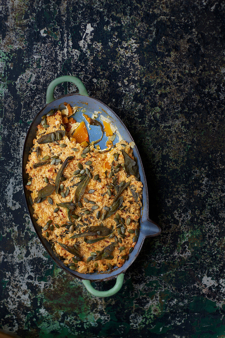 Squash, sage and sourdough bake