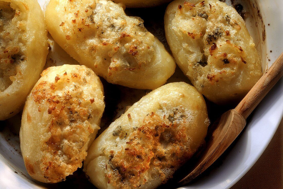 Jacket Potatoes Stuffed with Roquefort Cheese