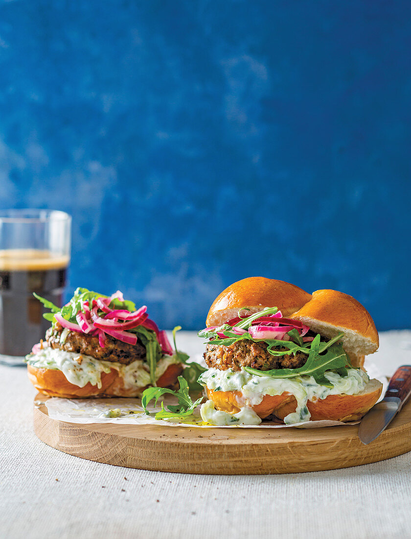 Greek burgers with tzatziki