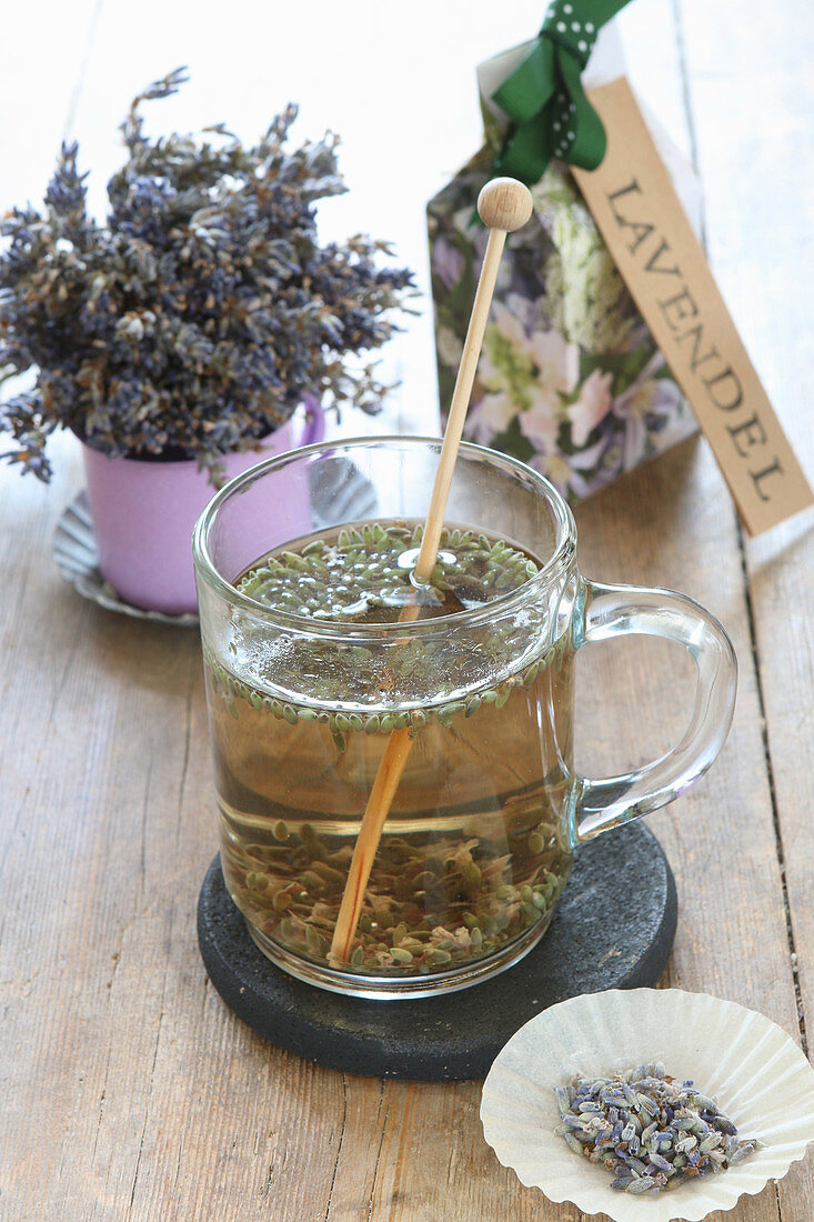 A glass of lavender tea