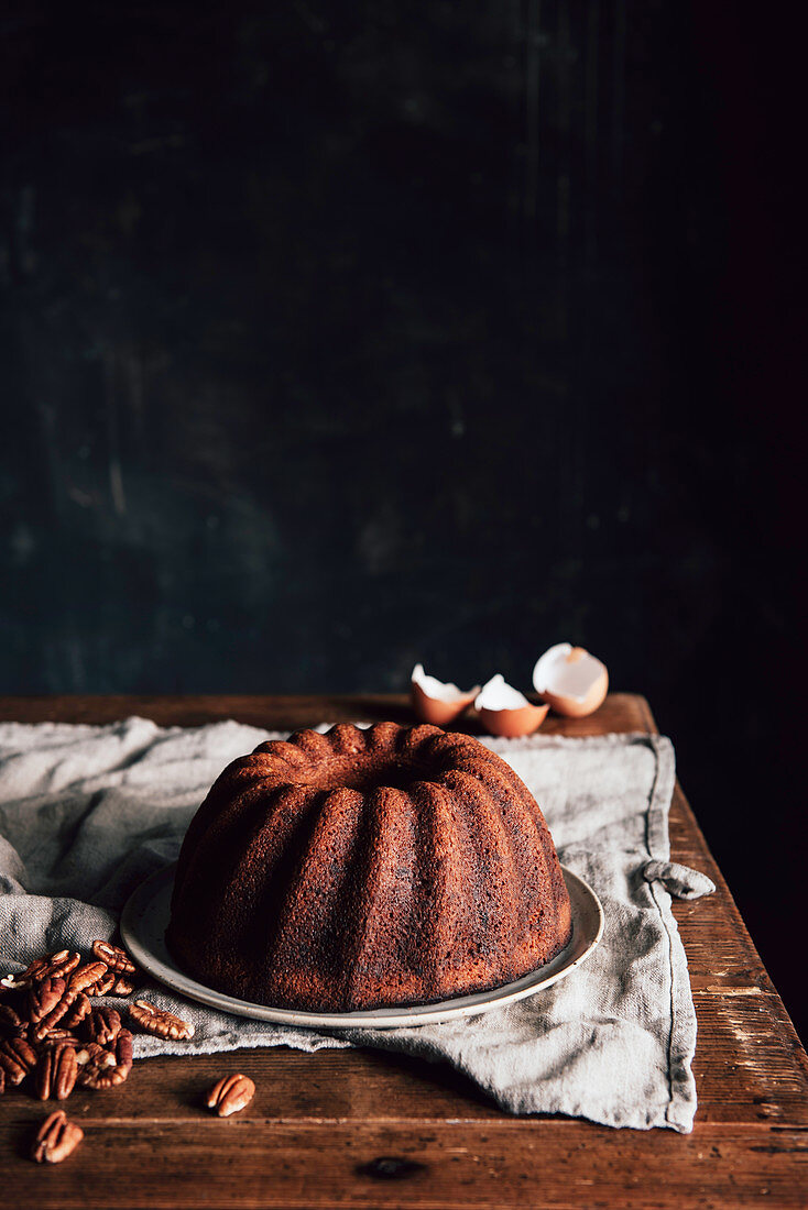 Banana Bundt Cake with Caramel Sauce