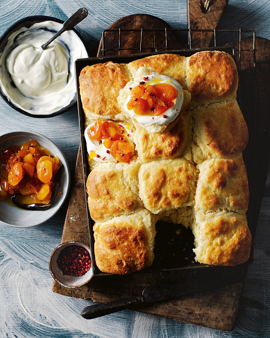 Buttermilk scones with apricot and pink peppercorn