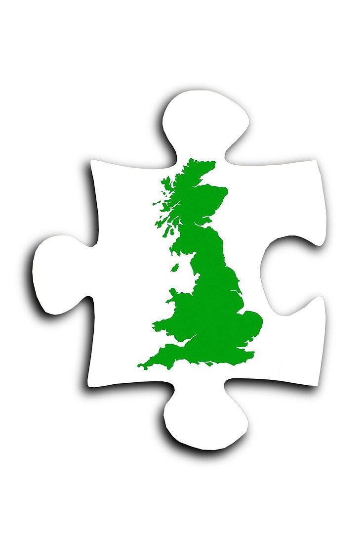 Jigsaw piece with map of England,Scotland and Wales