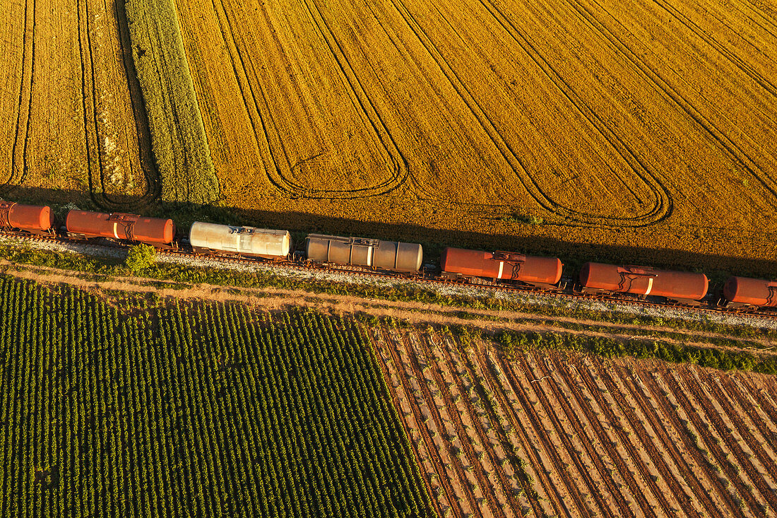 Rail freight transport,aerial view