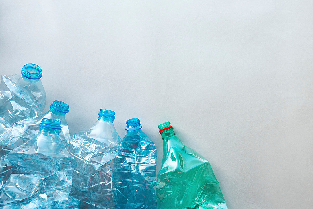Crushed plastic bottles