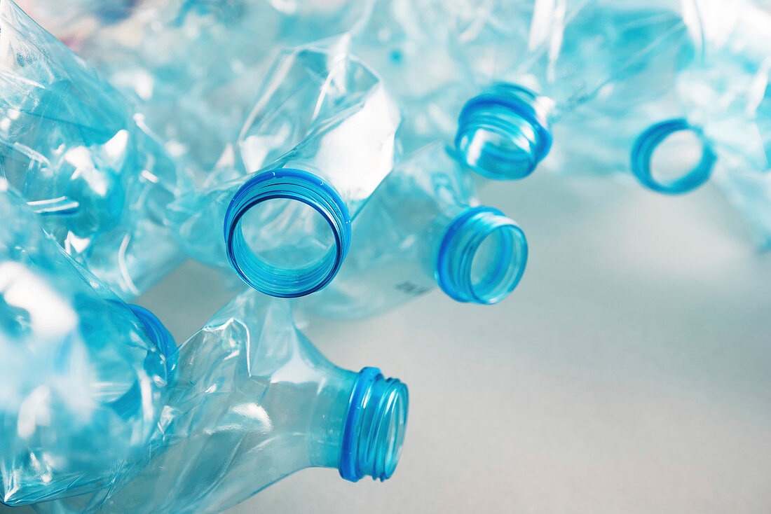 Crushed plastic bottles