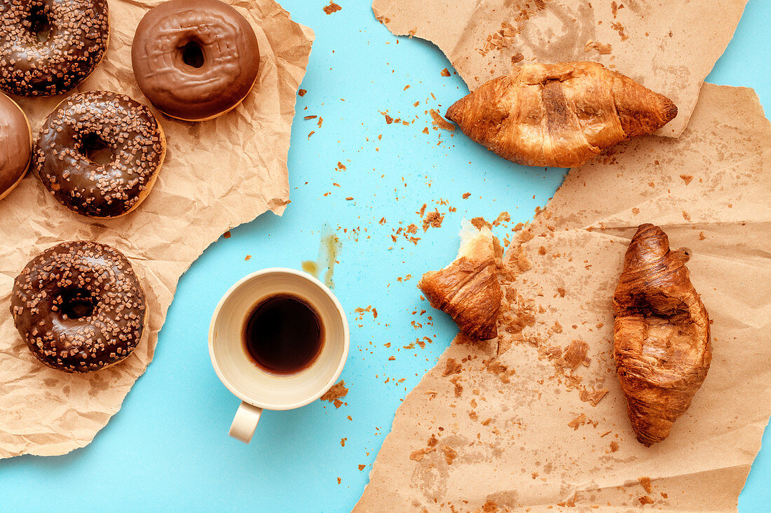 Coffee,croissants and doughnuts