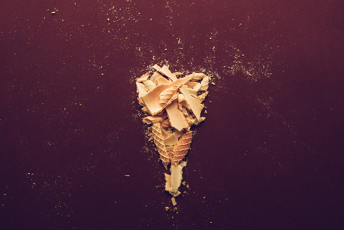 Crushed ice cream cone