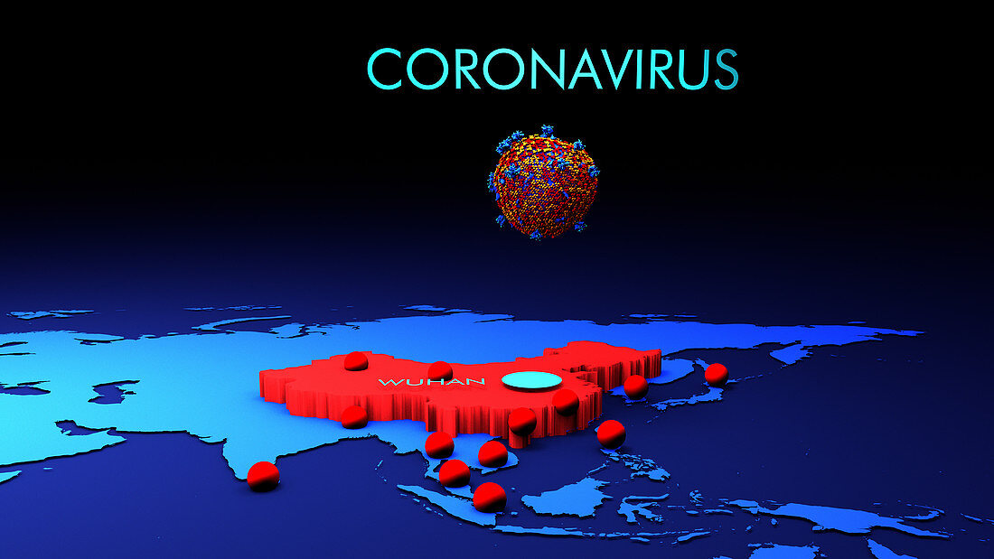 Spread of 2019 novel coronavirus,illustration