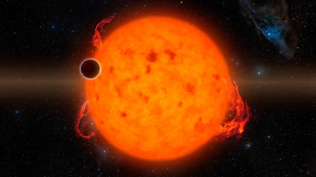 K2-33b exoplanet and parent star, illustration