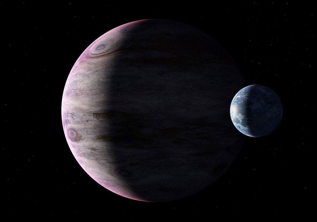 Cold planet and gas giant, illustration