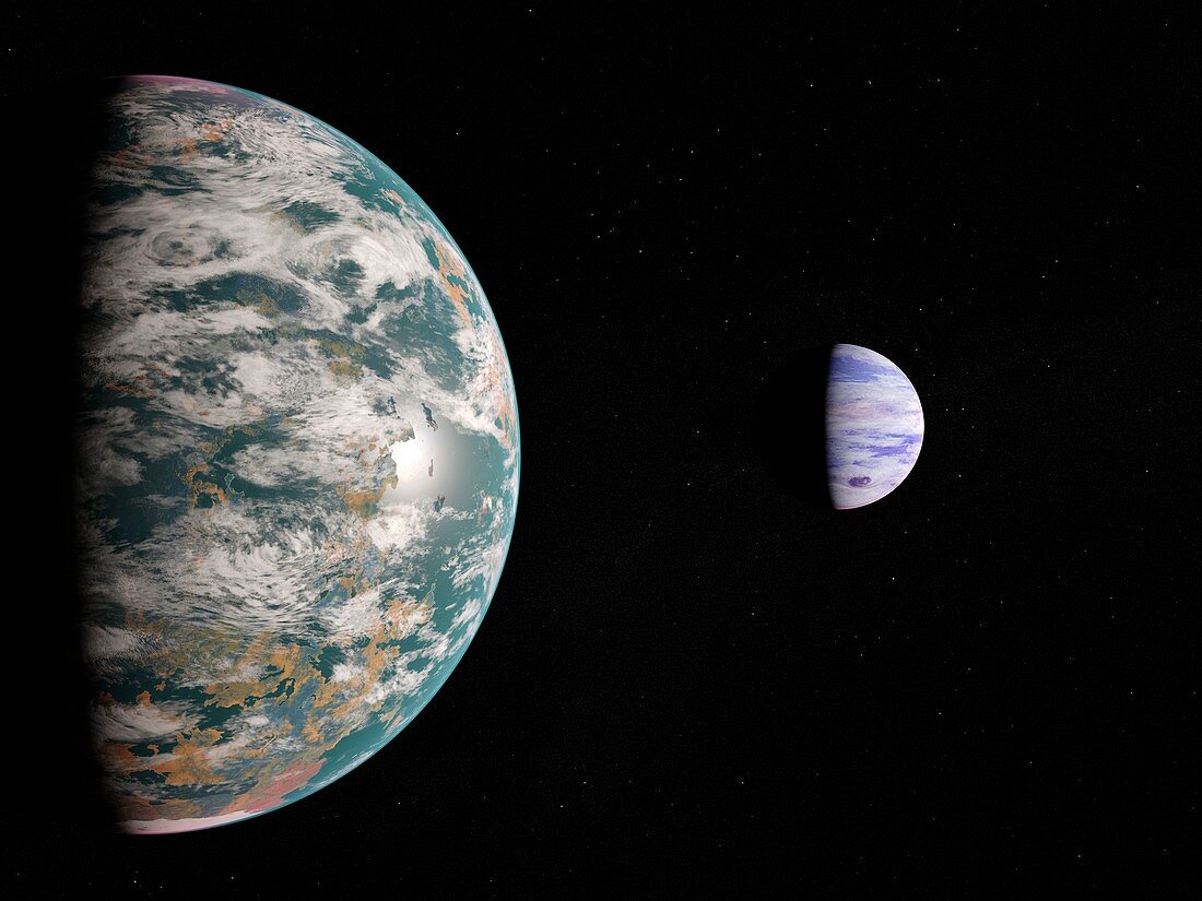 Exoplanet and gas giant, illustration