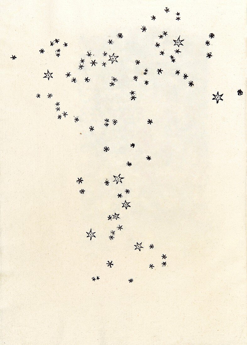 Galileo's observations of stars in Orion, 1610