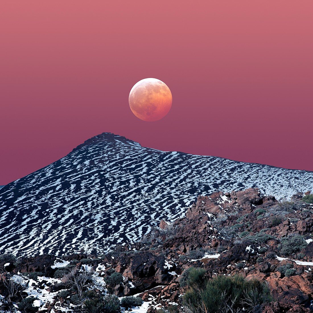 Partial lunar eclipse, composite image