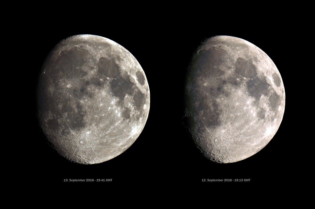 The Moon, 24 hours apart