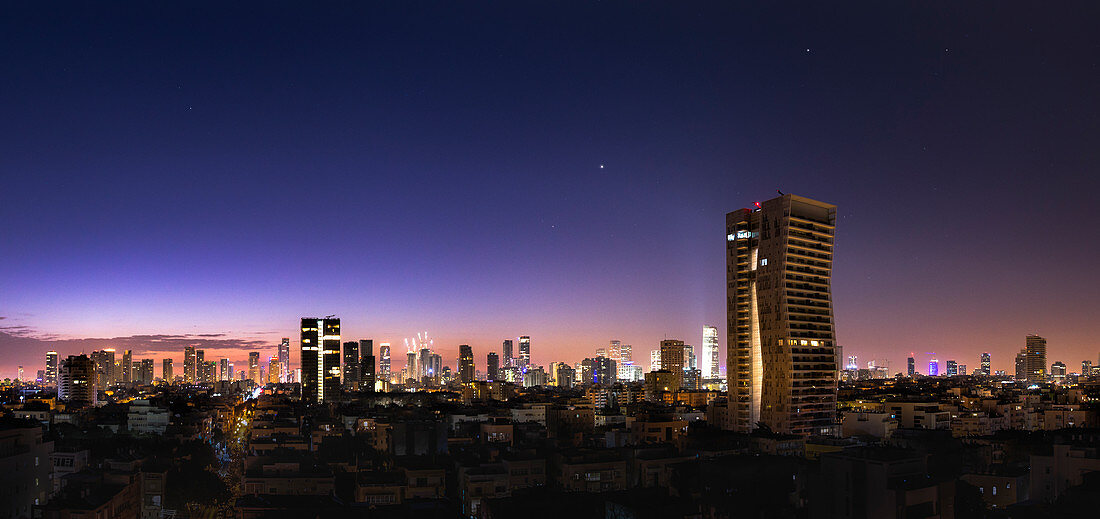 Planets in morning twilight over Tel Aviv, Israel