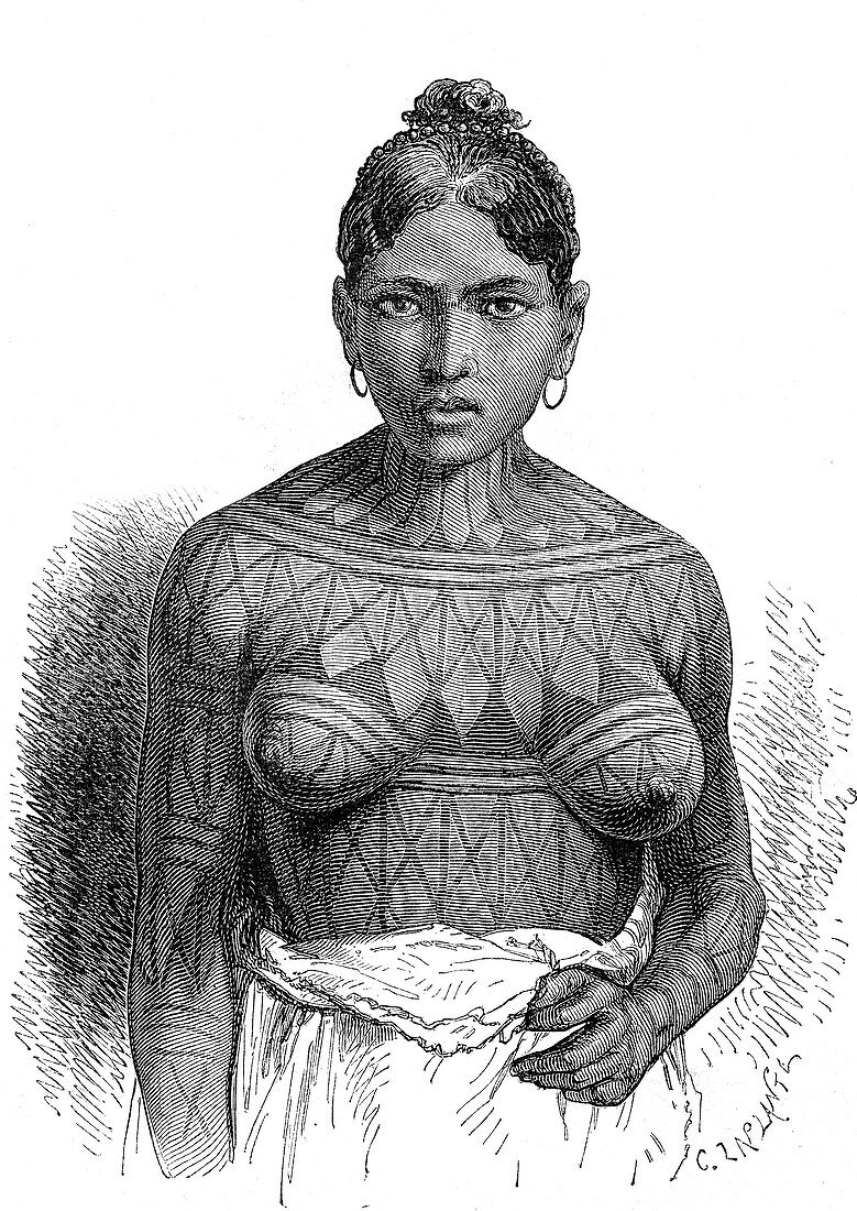 Munduruku woman from Brazil, 19th century