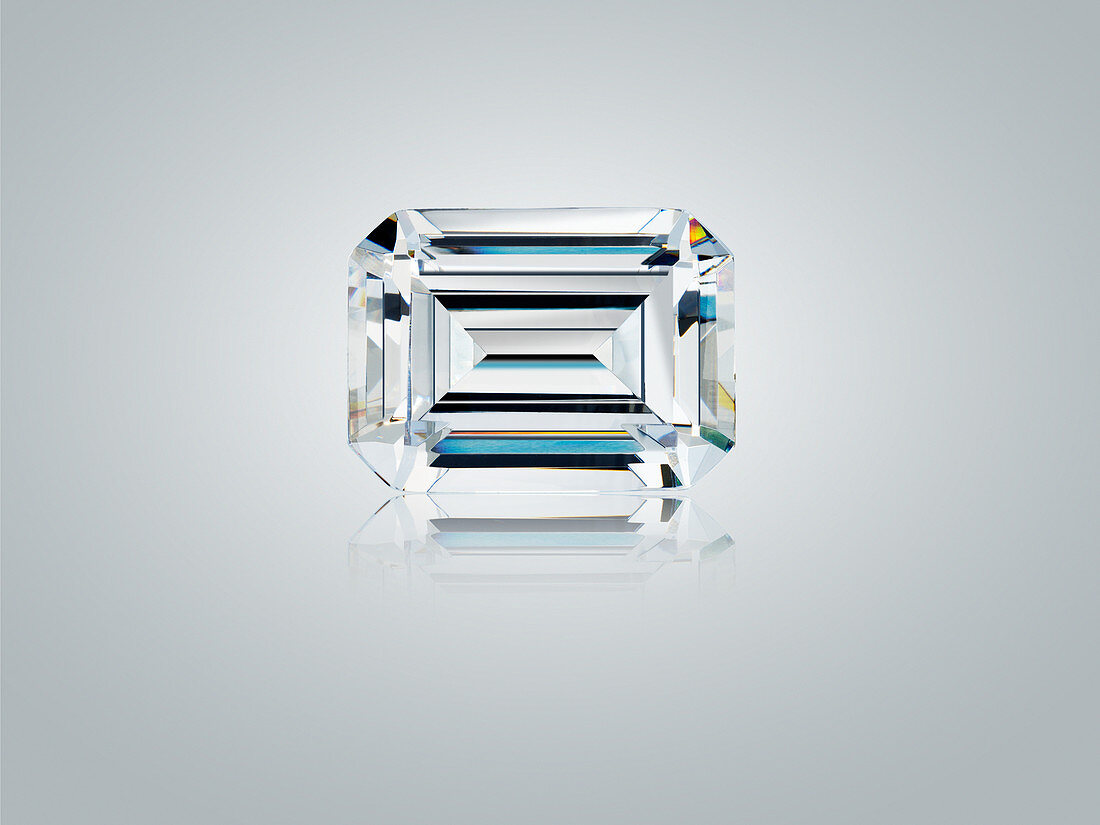 Emerald cut diamond gemstone