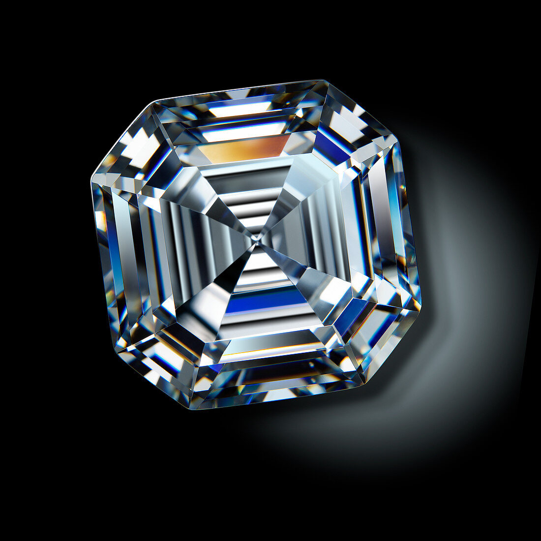 Asscher cut diamond gemstone