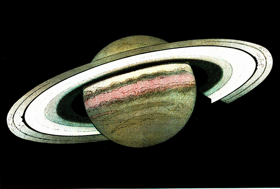 Saturn and its rings, 1874 illustration
