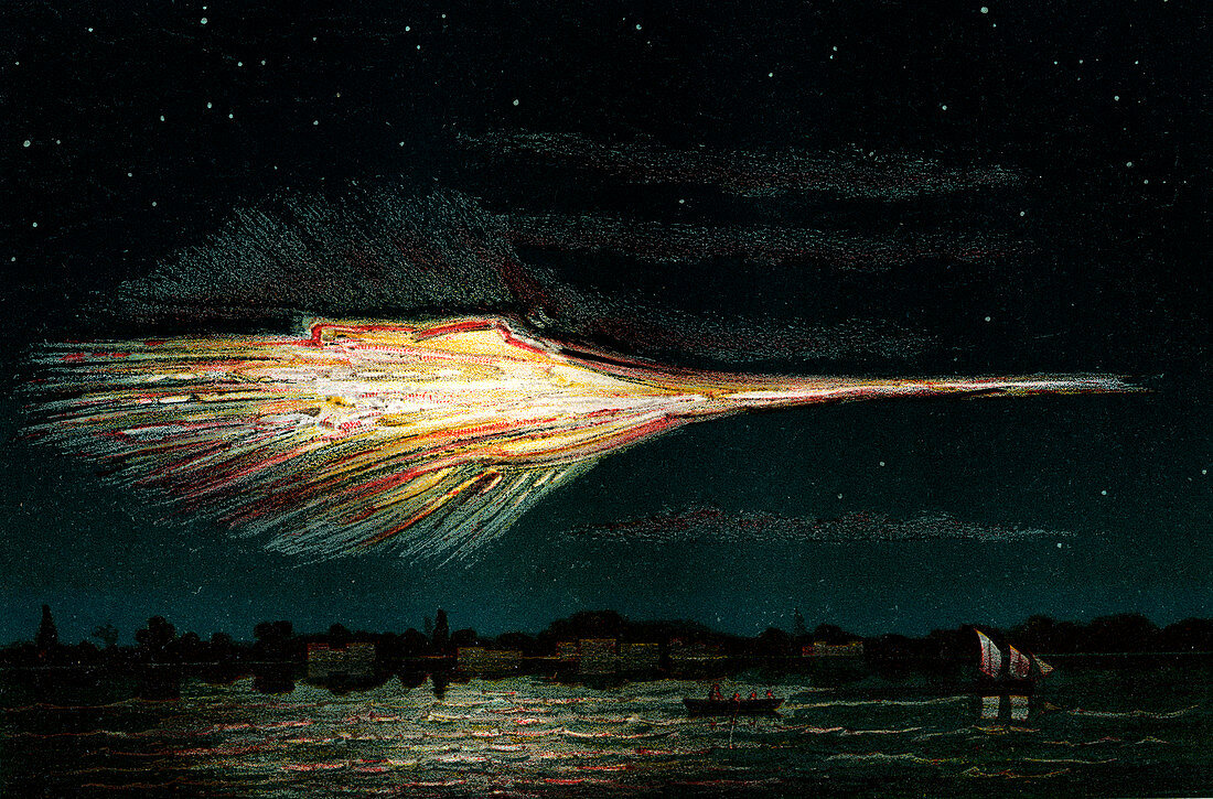 Meteor fireball, 1857 illustration